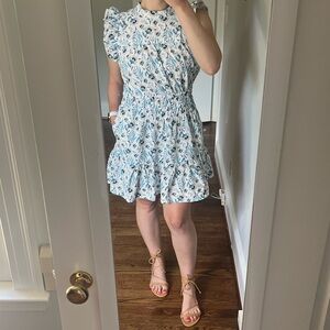 Universal Thread | Floral Mini Dress in Blue & White | Size Small